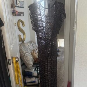 Sheer Black Lace Maxi Cover-Up Multi Color.